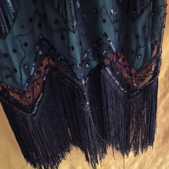 Elegant Black and Purple Beaded Dress - Picture 3 of 16